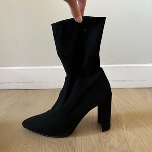 Black suede stuart weitzman heeled booties
